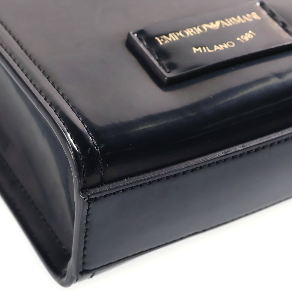 EMPORIO ARMANI(エンポリオアルマーニ) Mini bag with shoulder strap in a brushed finish ニ バッグ ウィズ ショルダーストラップ イン ア ブラッシュト フィニッシュ ブラック Y3H339 レディース