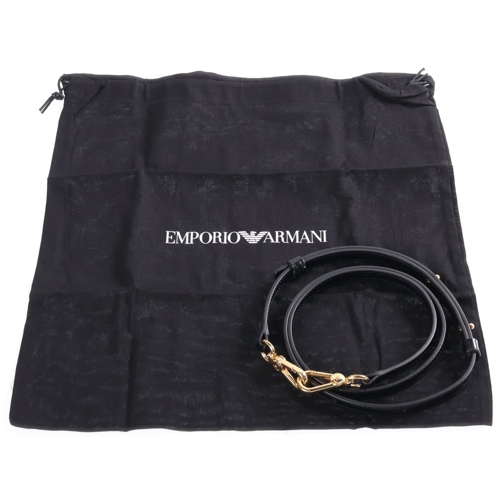 EMPORIO ARMANI(エンポリオアルマーニ) Mini bag with shoulder strap in a brushed finish ニ バッグ ウィズ ショルダーストラップ イン ア ブラッシュト フィニッシュ ブラック Y3H339 レディース