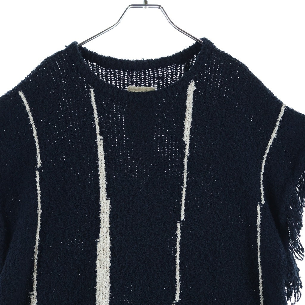 Omar Afridi(オマールアフリディ) 21SS KNITTED STROKES DJELLABA サマーニット セーター ネイビー OA-SS21-KNT-104-01