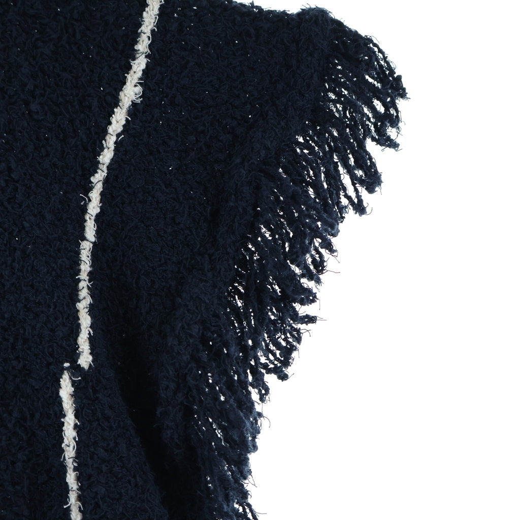 Omar Afridi(オマールアフリディ) 21SS KNITTED STROKES DJELLABA サマーニット セーター ネイビー OA-SS21-KNT-104-01
