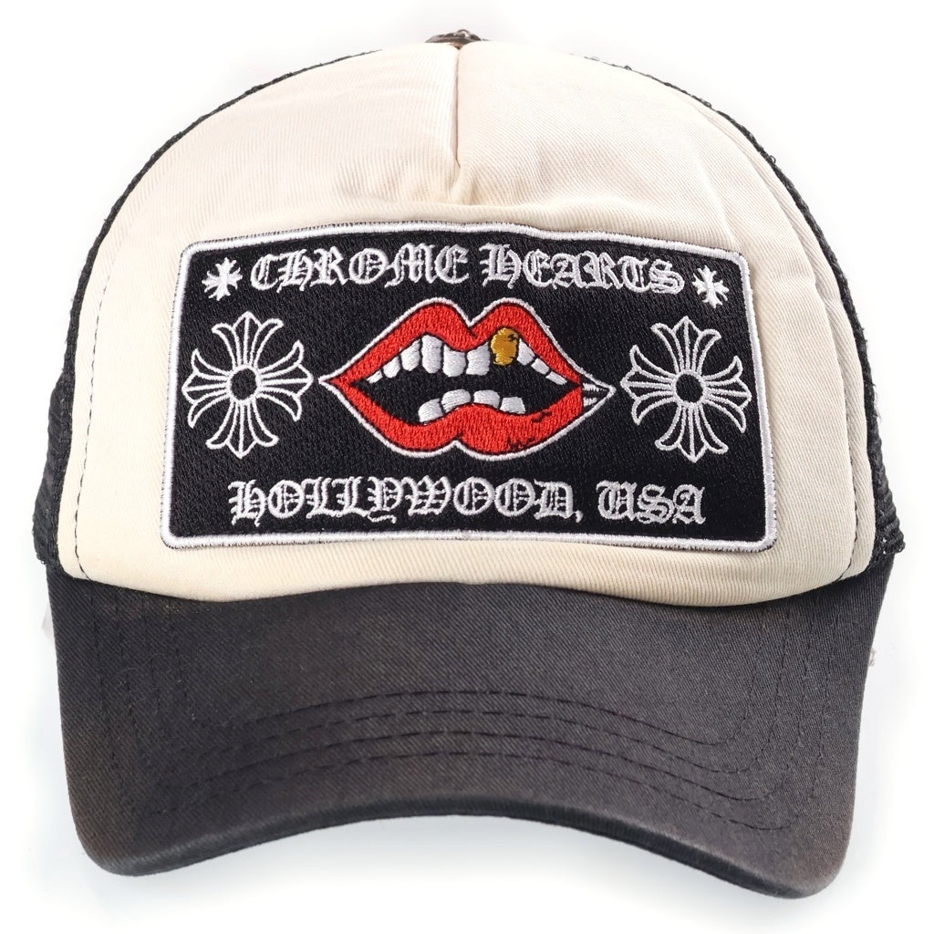 CHROME HEARTS(クロムハーツ) ×MATTY BOY CHOMPER TRUCKER CAP マッティボーイ チョンパー ロゴ刺繍 メッシュ トラッカーキャップ 帽子 ブラック/ホワイト
