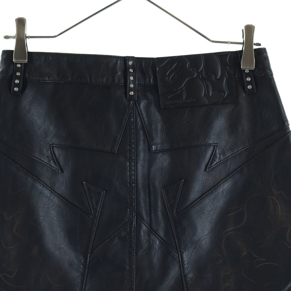 A BATHING APE(アベイシングエイプ) Studded Mini Skirt フェイクレザー 総柄スタッズ ミニスカート ブラック レディース 001SKL802301L