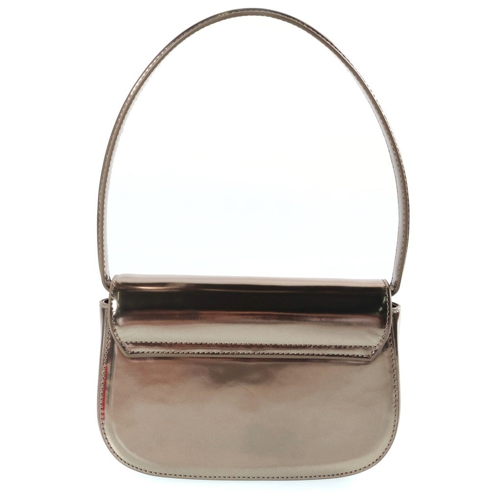 DIESEL(ディーゼル) 1DR ショルダーバッグ 2WAY 肩掛け ショルダー バッグ メタリック ロゴ シルバー X08396 レディース