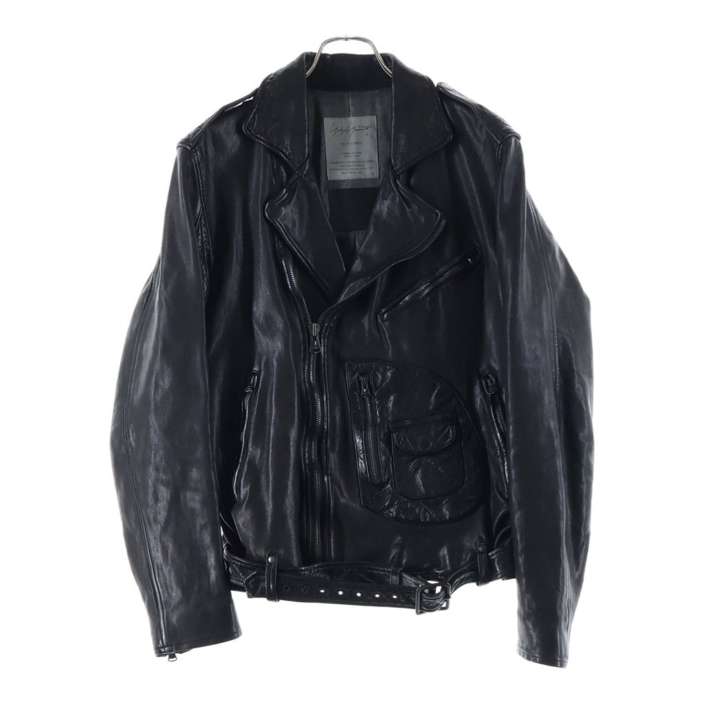 ISAMU KATAYAMA BACKLASH(イサムカタヤマバックラッシュ) ×Yohji Yamamoto Cowhide Double Riders ×ヨウジヤマモト 牛革 ダブルライダースジャケット ブラック HZ-Y52-704