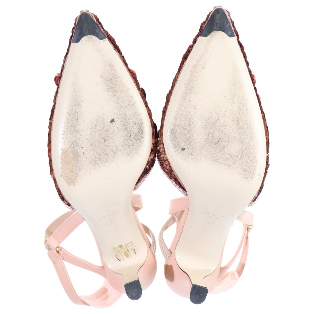 FENDI(フェンディ) スパンコール ポインテッドトゥ ヒール シューズ ピンク レディース 8J8363