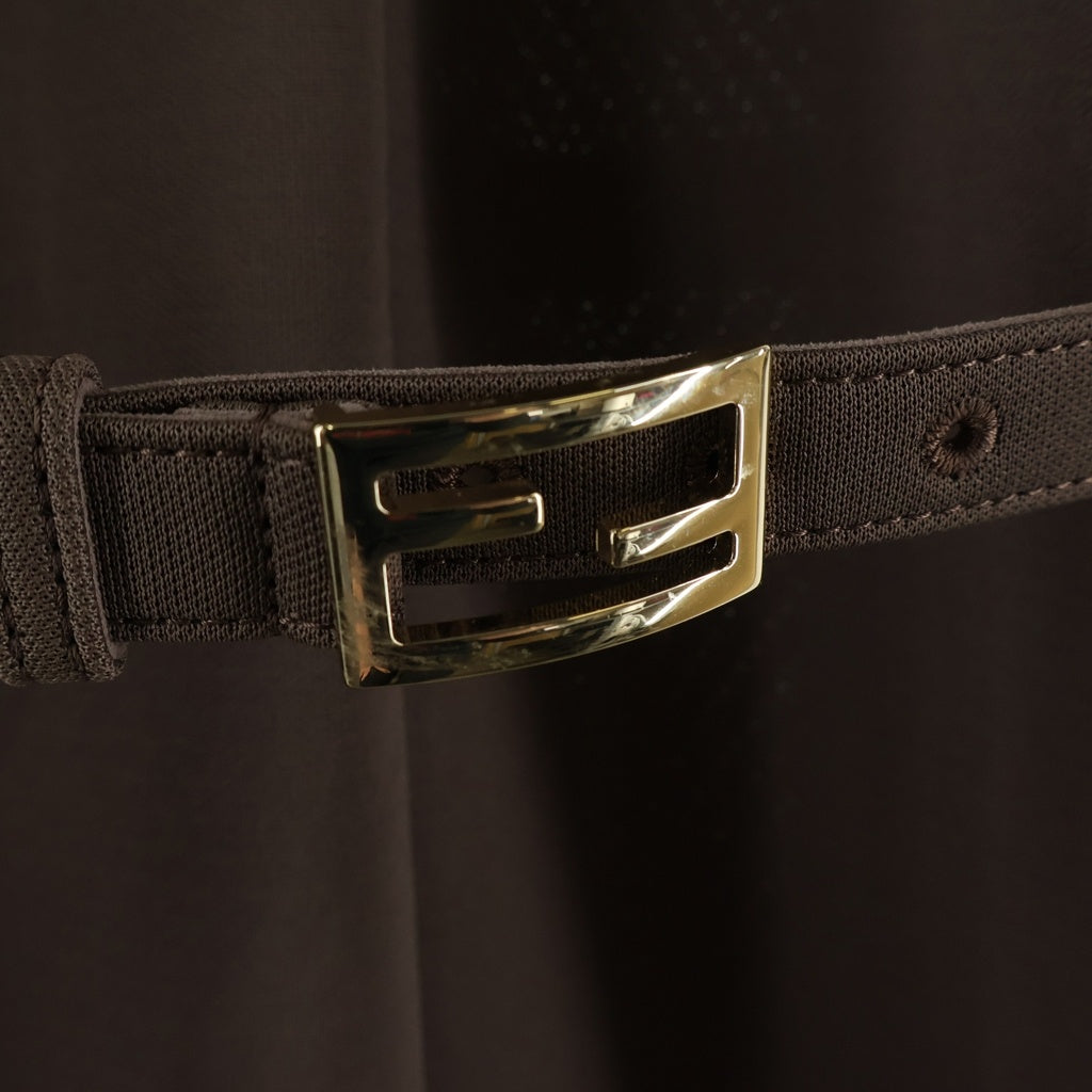 FENDI(フェンディ) ベルト付き Vネック ロング ワンピース ブラウン レディース 12CPF-22-2889