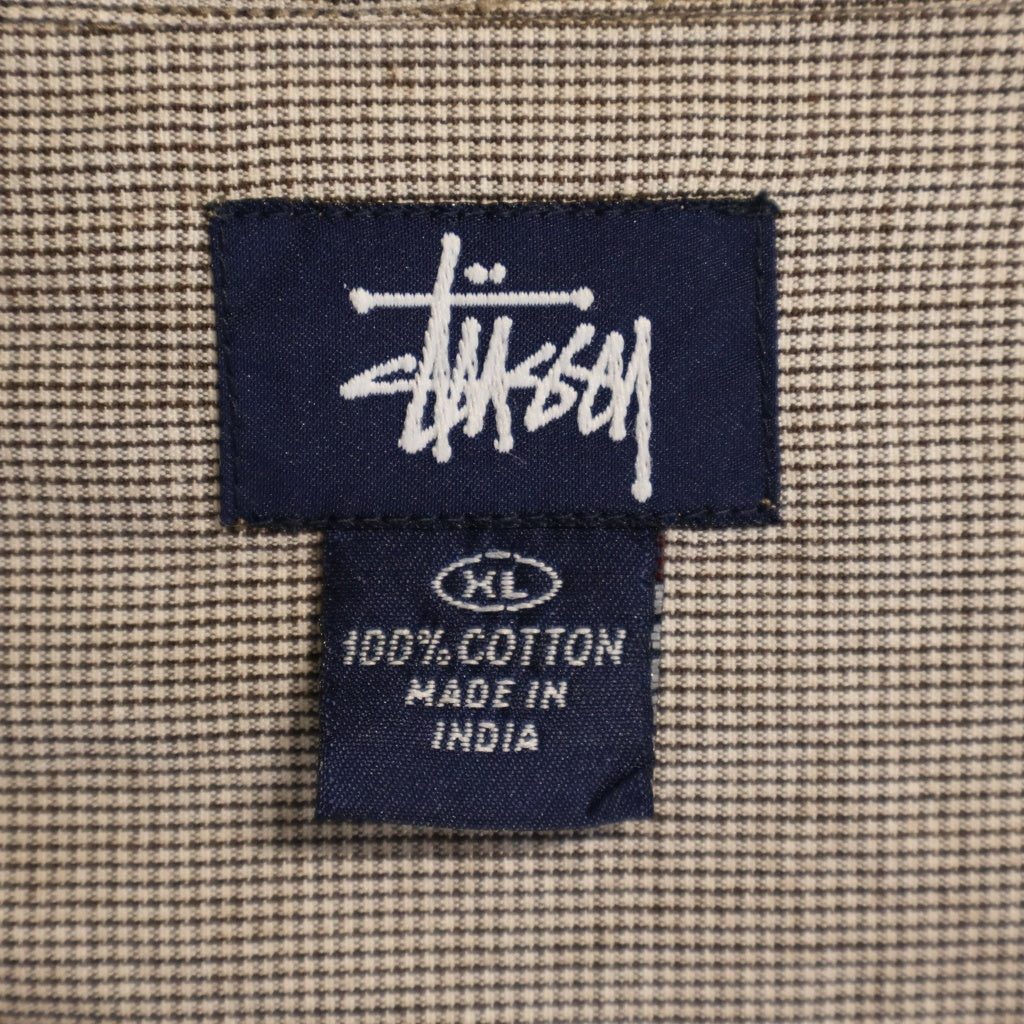 STUSSY(ステューシー) 90S OLD 紺タグ チェック 開襟 半袖 シャツ ブラウン