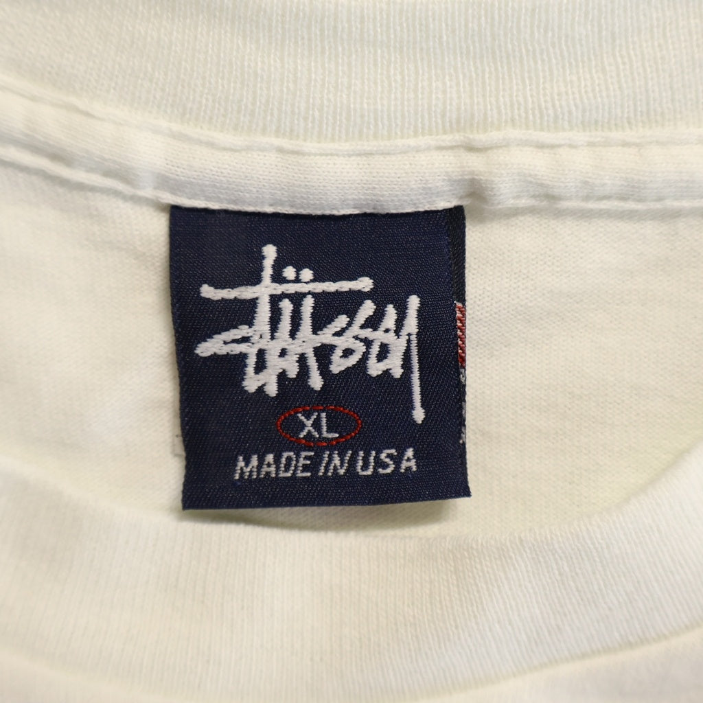 STUSSY(ステューシー) 90S OLD 紺タグ ROUGH&RUGGED GEAR フォトプリント 半袖 Tシャツ カットソー ホワイト