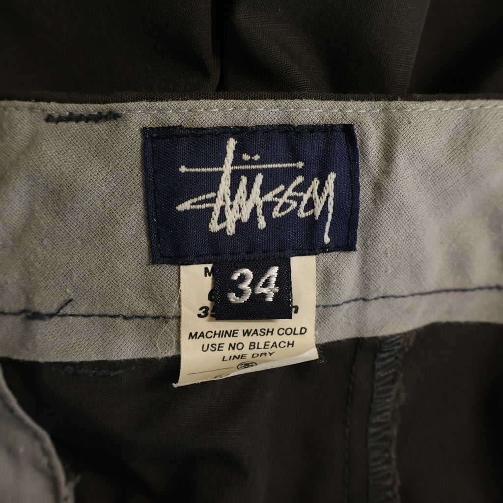 STUSSY(ステューシー) 90S OLD 紺タグ サイド ロゴ 刺繍 スラック ハーフ パンツ チャコール