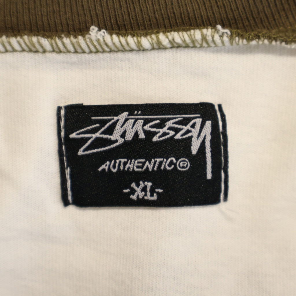 STUSSY(ステューシー) 00S OLD 陰陽 スカル プリント ラグラン 半袖 Tシャツ カットソー ホワイト/ブラウン