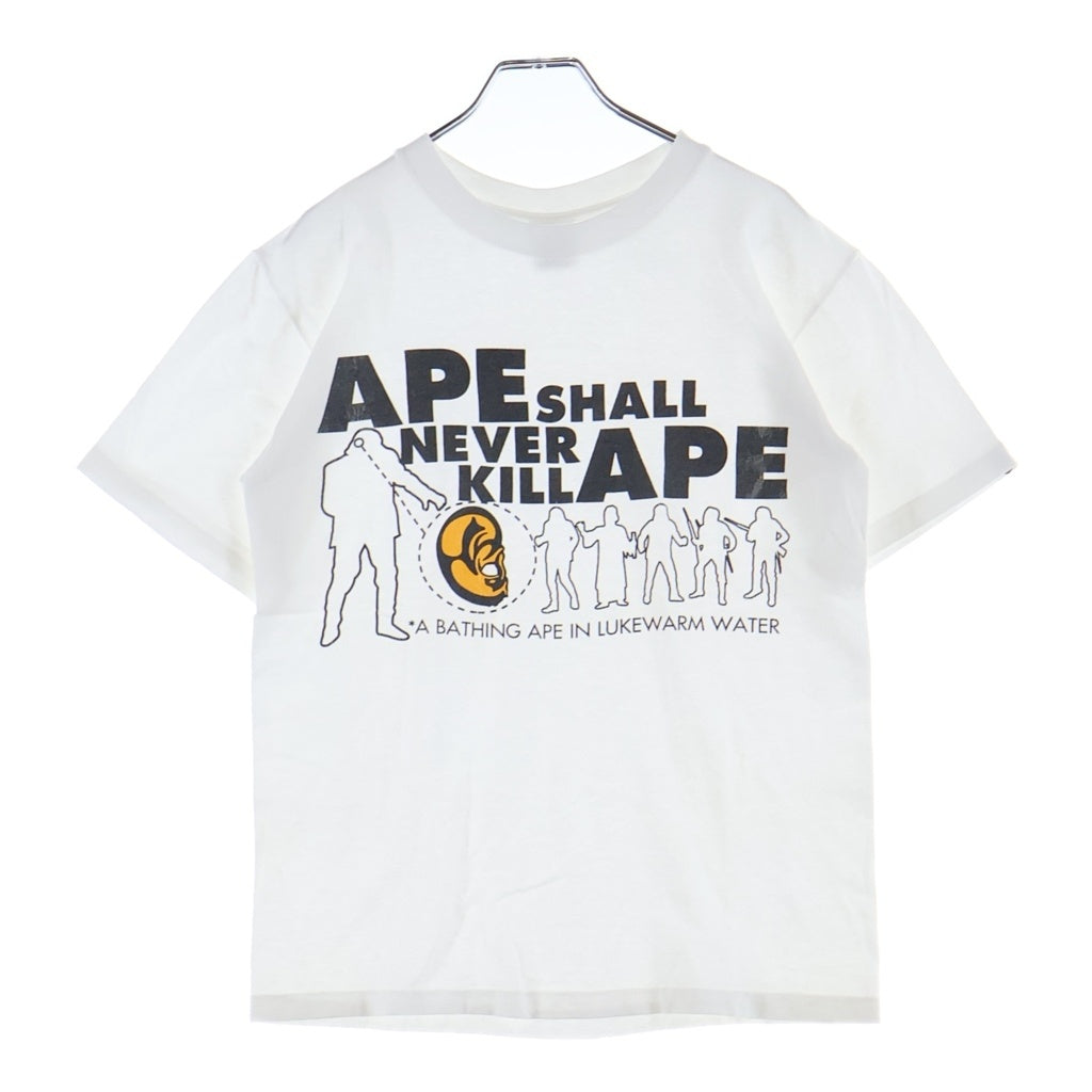 A BATHING APE(アベイシングエイプ) 90S NIGO初期 anvilタグ SHALL NEVER KILL APE ロゴ プリント 半袖 Tシャツ カットソー ホワイト