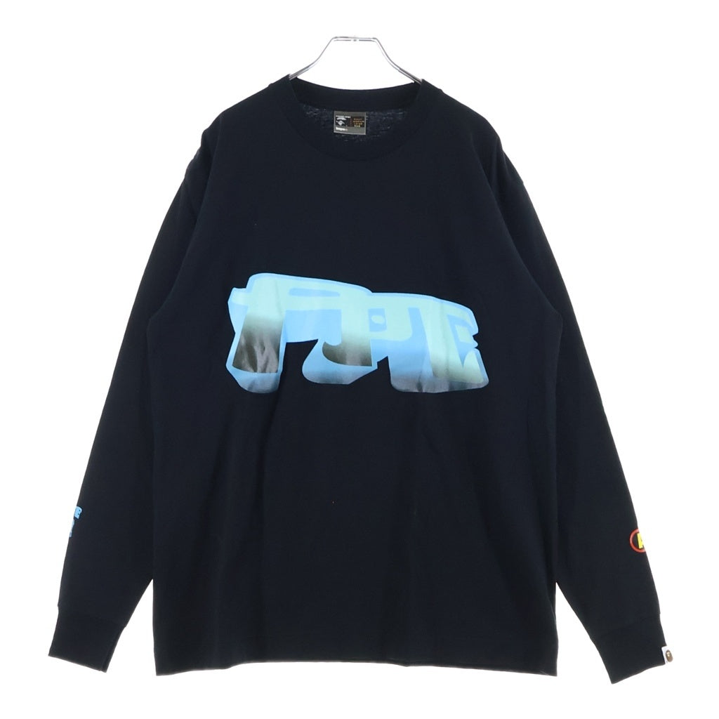 A BATHING APE(アベイシングエイプ) 00S グラデーション ロゴ プリント 長袖 Tシャツ カットソー ブラック