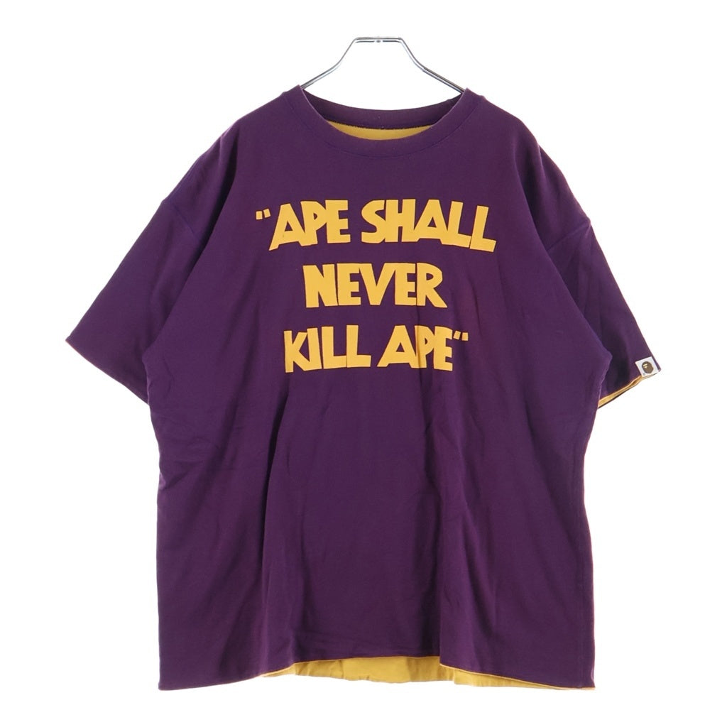 A BATHING APE(アベイシングエイプ) 90S SHALL NEVER KILL APE リバーシブル 半袖 Tシャツ カットソー パープル/イエロー