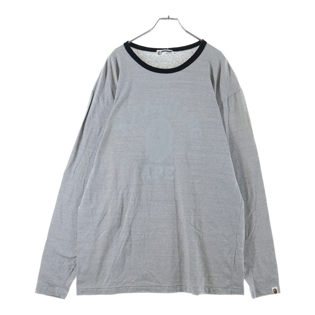 A BATHING APE(アベイシングエイプ) 90S OLD カレッジロゴ ロゴプリント 長袖 Tシャツ カットソー グレー