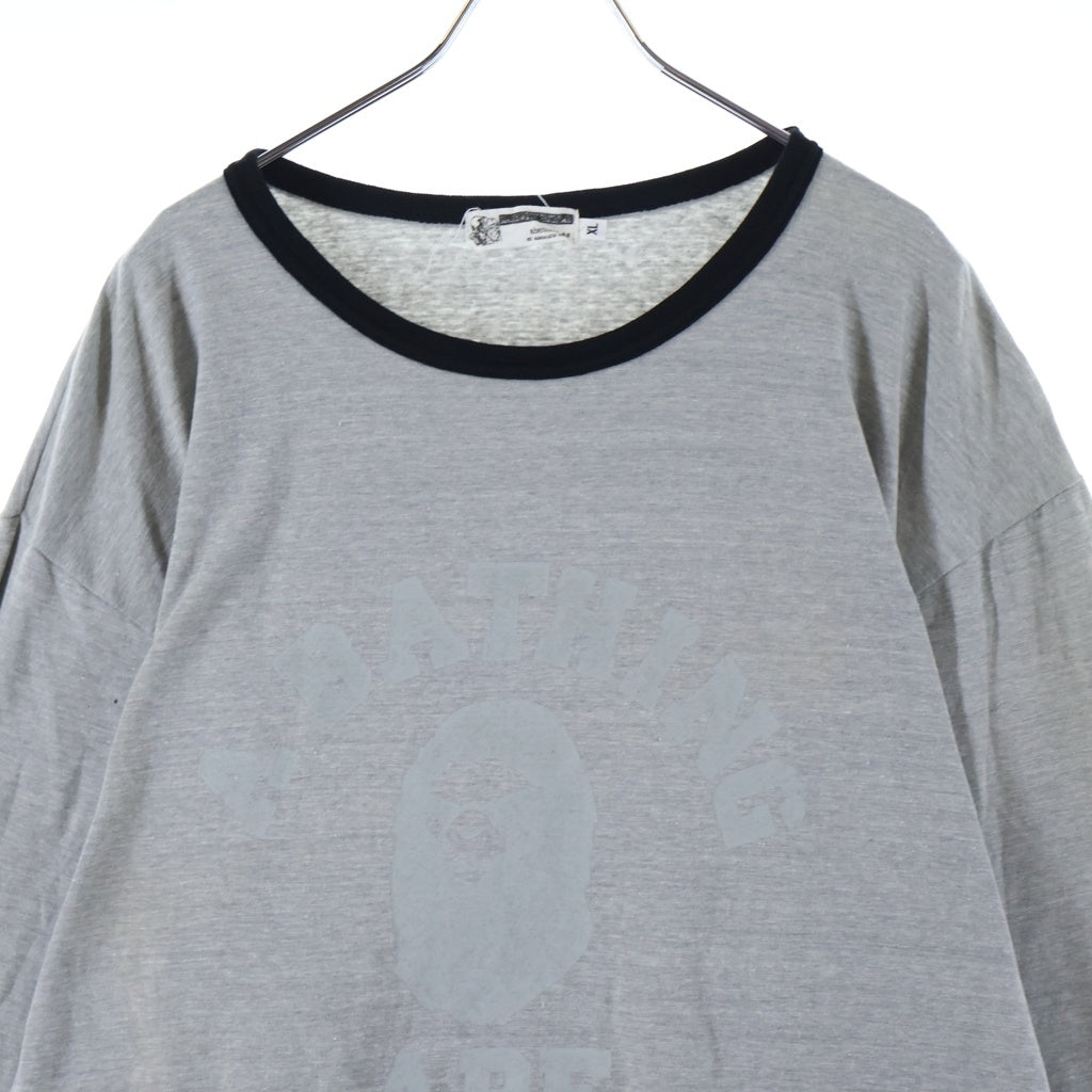 A BATHING APE(アベイシングエイプ) 90S OLD カレッジロゴ ロゴプリント 長袖 Tシャツ カットソー グレー