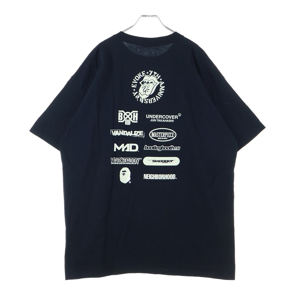 EVOKE(イヴォーク) 00S 7周年記念 ロゴプリント 半袖 Tシャツ カットソー ブラック