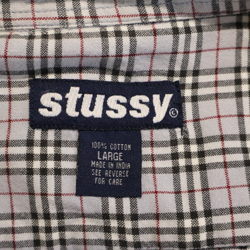 STUSSY(ステューシー) 90S 紺タグ ロゴ刺繍 ノヴァチェック 長袖 シャツ マルチカラー