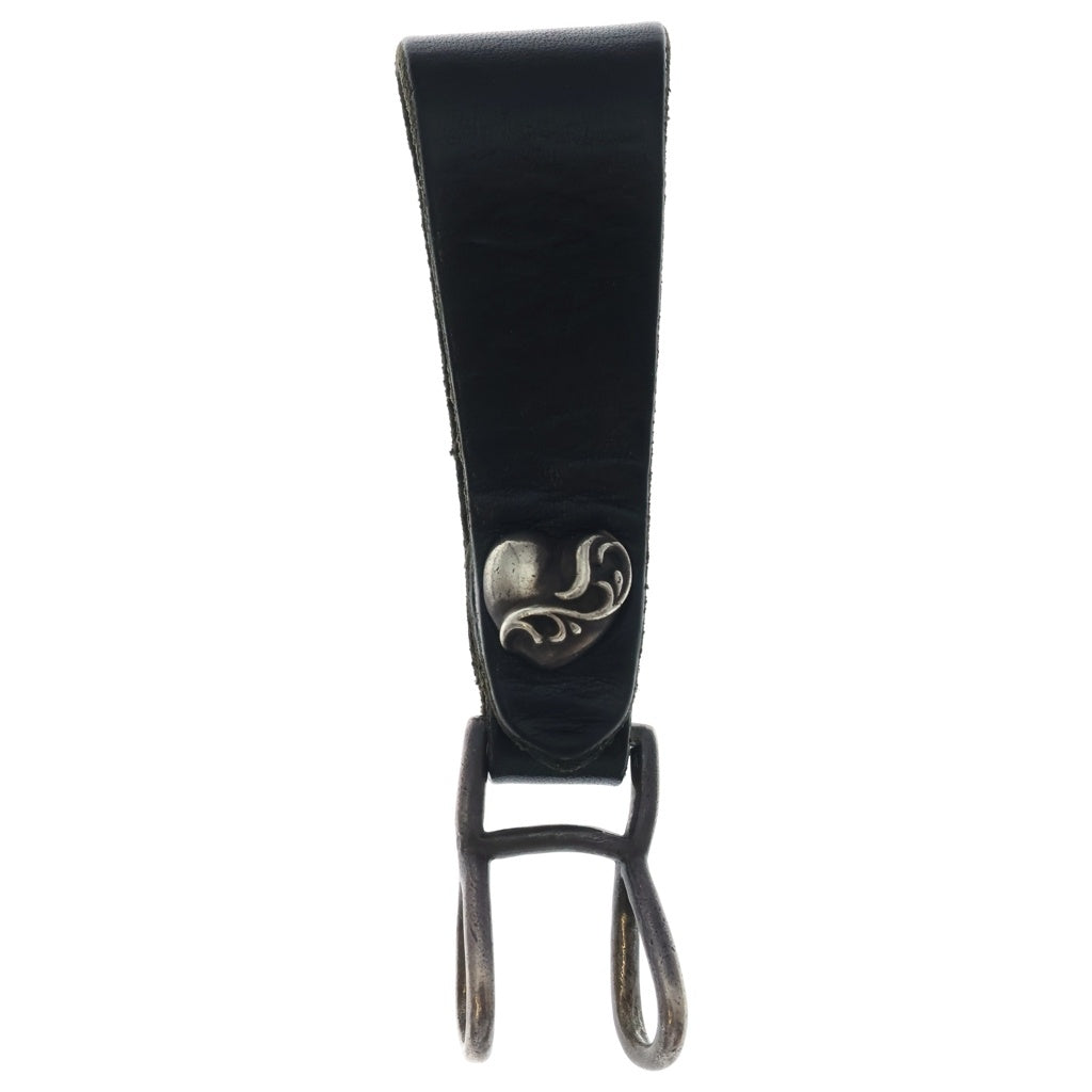 CHROME HEARTS(クロムハーツ) BELT LOOP ハートボタンレザーベルトループ シルバー/ブラック