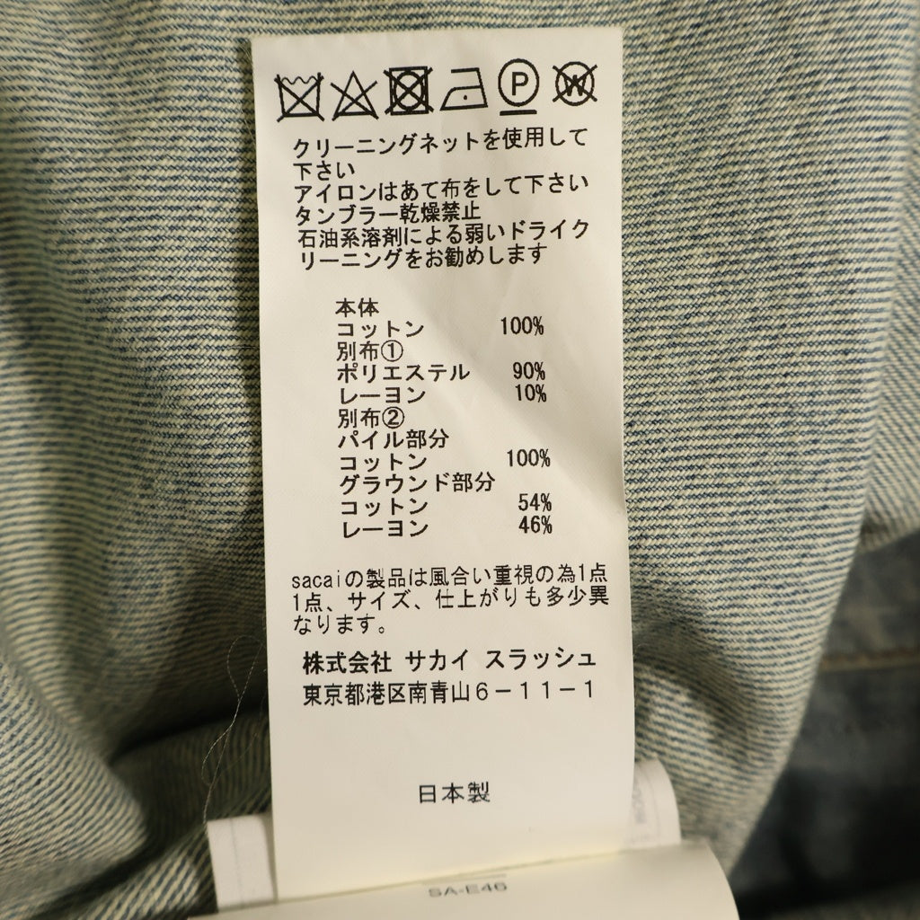 Sacai(サカイ) 17AW Denim Embellished Shirt デザイン デニム 長袖 シャツ インディゴ 17-01405M