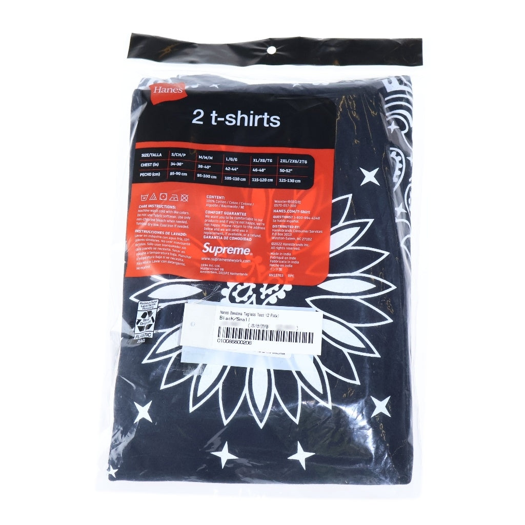 SUPREME(シュプリーム) Hanes Bandana Tagless Tees (2Pack) ヘインズ バンダナ 半袖 カットソー ブラック