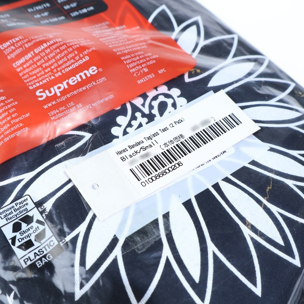 SUPREME(シュプリーム) Hanes Bandana Tagless Tees (2Pack) ヘインズ バンダナ 半袖 カットソー ブラック