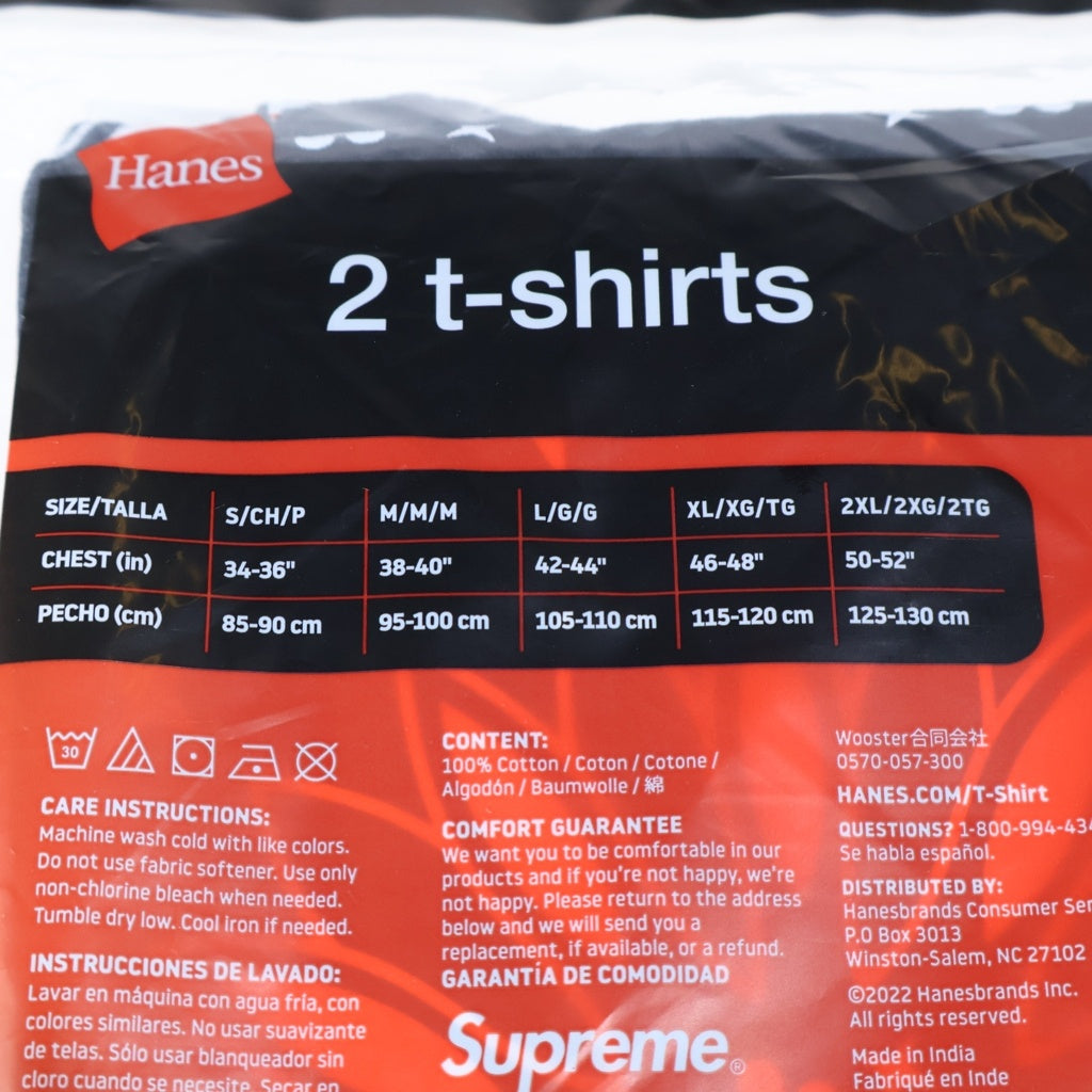 SUPREME(シュプリーム) Hanes Bandana Tagless Tees (2Pack) ヘインズ バンダナ 半袖 カットソー ブラック
