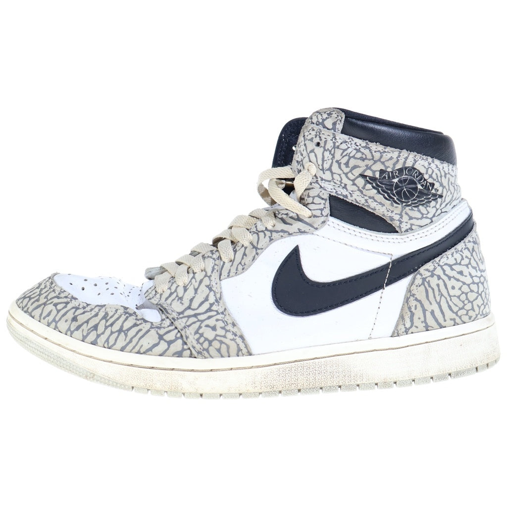 NIKE(ナイキ) AIR JORDAN 1 RETRO HIGH OG WHITE CEMENT ELEPHANT エアジョーダン1 ホワイトセメント ハイカットスニーカー ホワイト/グレー US9.5/27.5cm DZ5485-052
