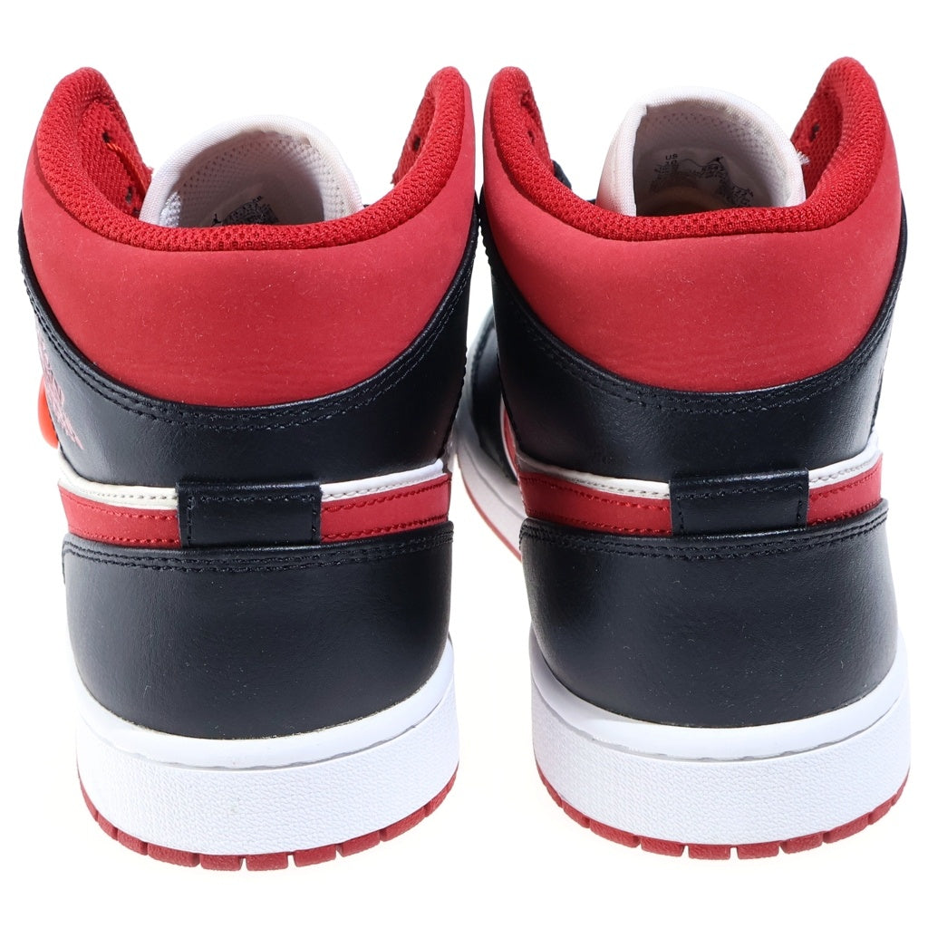 NIKE(ナイキ) AIR JORDAN 1 MID WHITE/GYM RED BLACK エアジョーダン1 ハイカットスニーカー ホワイト/レッド US10/28cm 554724-122