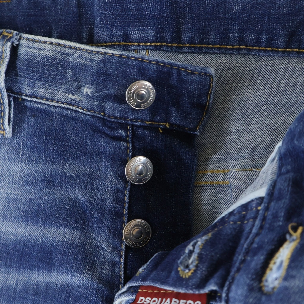 DSQUARED2(ディースクエアード) MEDIUM WORN OUT BOOTY WASH SKATER JEANS ダメージ加工 テーパード デニムパンツ ジーンズ インディゴ S74LB1456