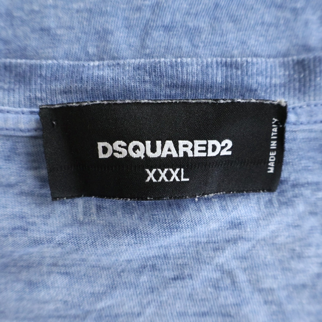 DSQUARED2(ディースクエアード) IT'S ONLY SURF N' ROLL PRINT TEE フロントプリント半袖Tシャツ カットソー ブルー S71GD0328