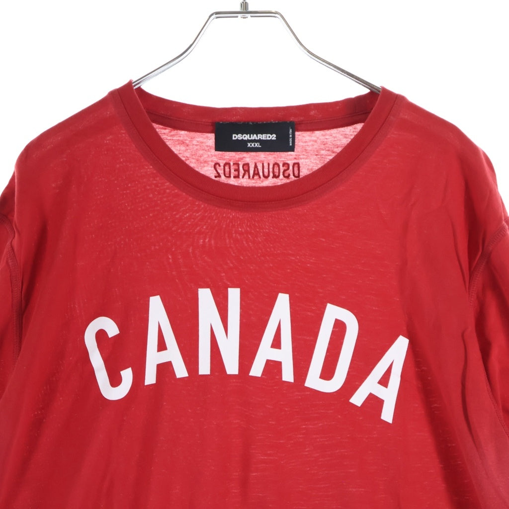 DSQUARED2(ディースクエアード) CANADA PRINT TEE フロントプリント半袖Tシャツ カットソー レッド S74GD0095
