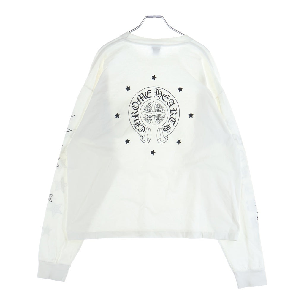 CHROME HEARTS(クロムハーツ) OLD MALIBU フローラルクロスデザイン ホースシュープリンテッド 長袖Tシャツ カットソー ホワイト