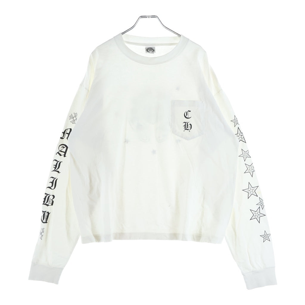 CHROME HEARTS(クロムハーツ) OLD MALIBU フローラルクロスデザイン ホースシュープリンテッド 長袖Tシャツ カットソー ホワイト