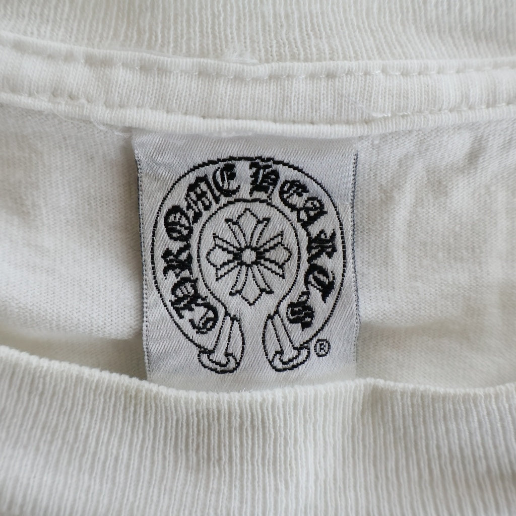 CHROME HEARTS(クロムハーツ) OLD MALIBU フローラルクロスデザイン ホースシュープリンテッド 長袖Tシャツ カットソー ホワイト
