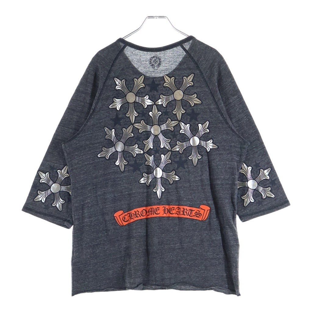 CHROME HEARTS(クロムハーツ) スタープリント ラグランスリーブ 七分袖ヘンリーネックTシャツ カットソー グレー