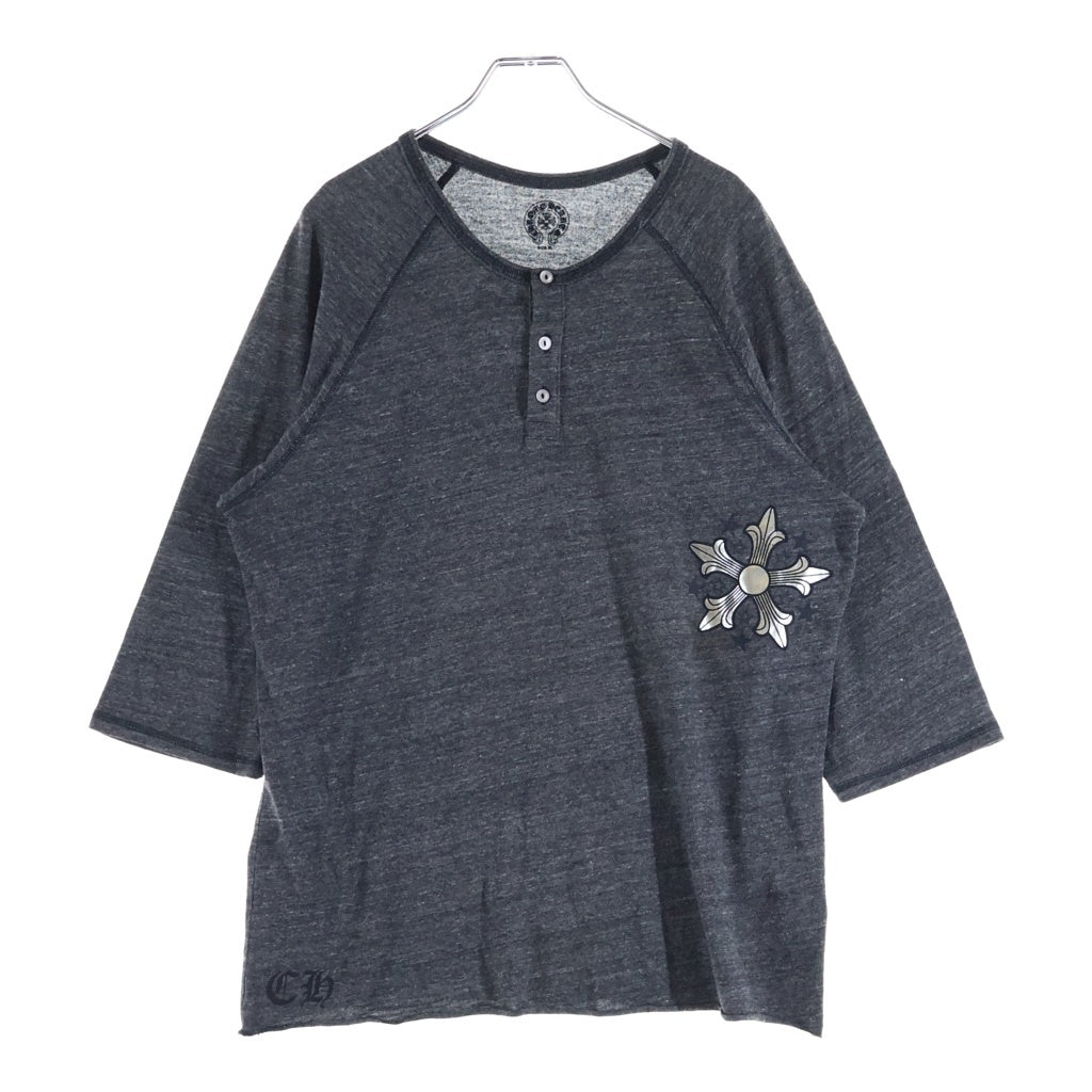CHROME HEARTS(クロムハーツ) スタープリント ラグランスリーブ 七分袖ヘンリーネックTシャツ カットソー グレー