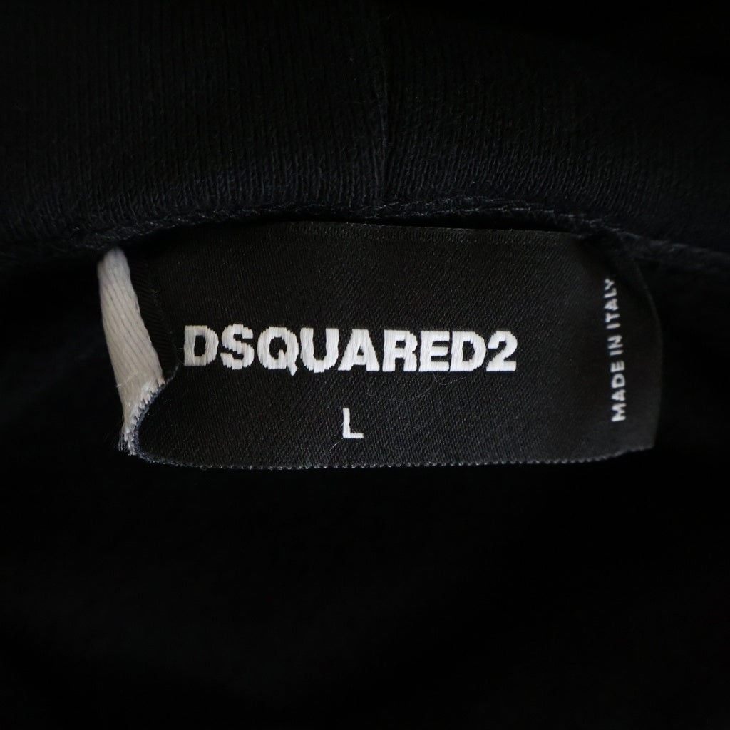 DSQUARED2(ディースクエアード) Logo Hoodie フロントロゴプリント プルオーバーパーカー ブラック S79GU0112