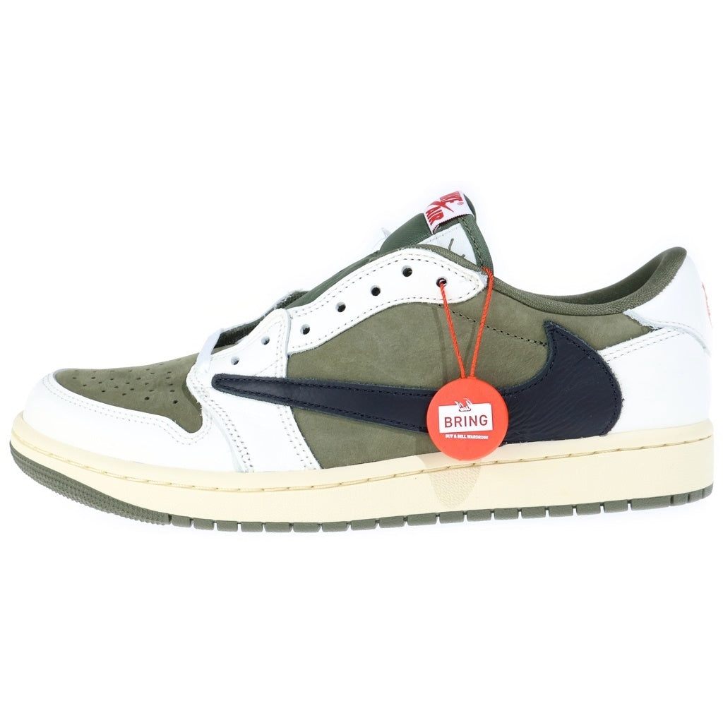 NIKE(ナイキ) ×TRAVIS SCOTT AIR JORDAN 1 LOW OG REVERSE OLIVE トラヴィススコット エアジョーダン1 リバース オリーブ ローカットスニーカー ホワイト/カーキ US9/27cm DM7866-200