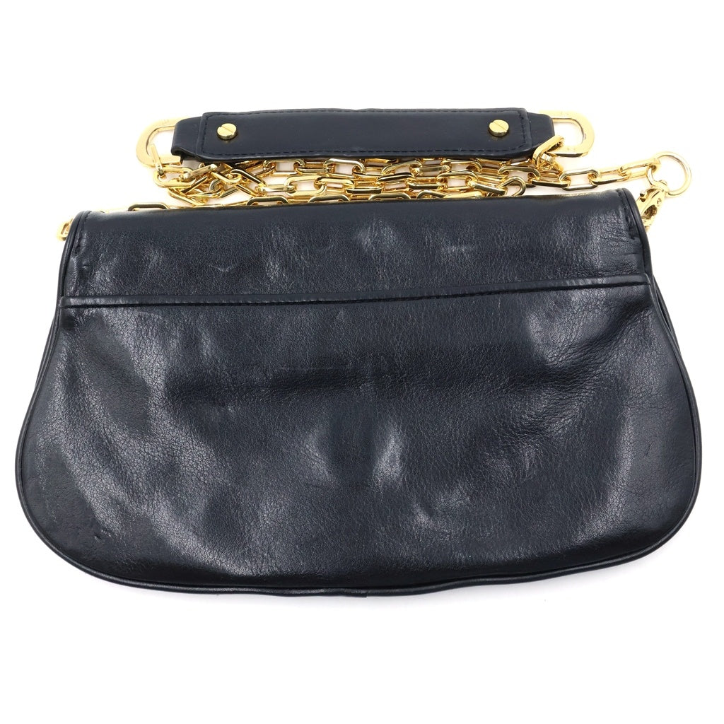 TORY BURCH(トリー バーチ) ロゴ プレート レザー チェーン ショルダー バッグ ブラック レディース