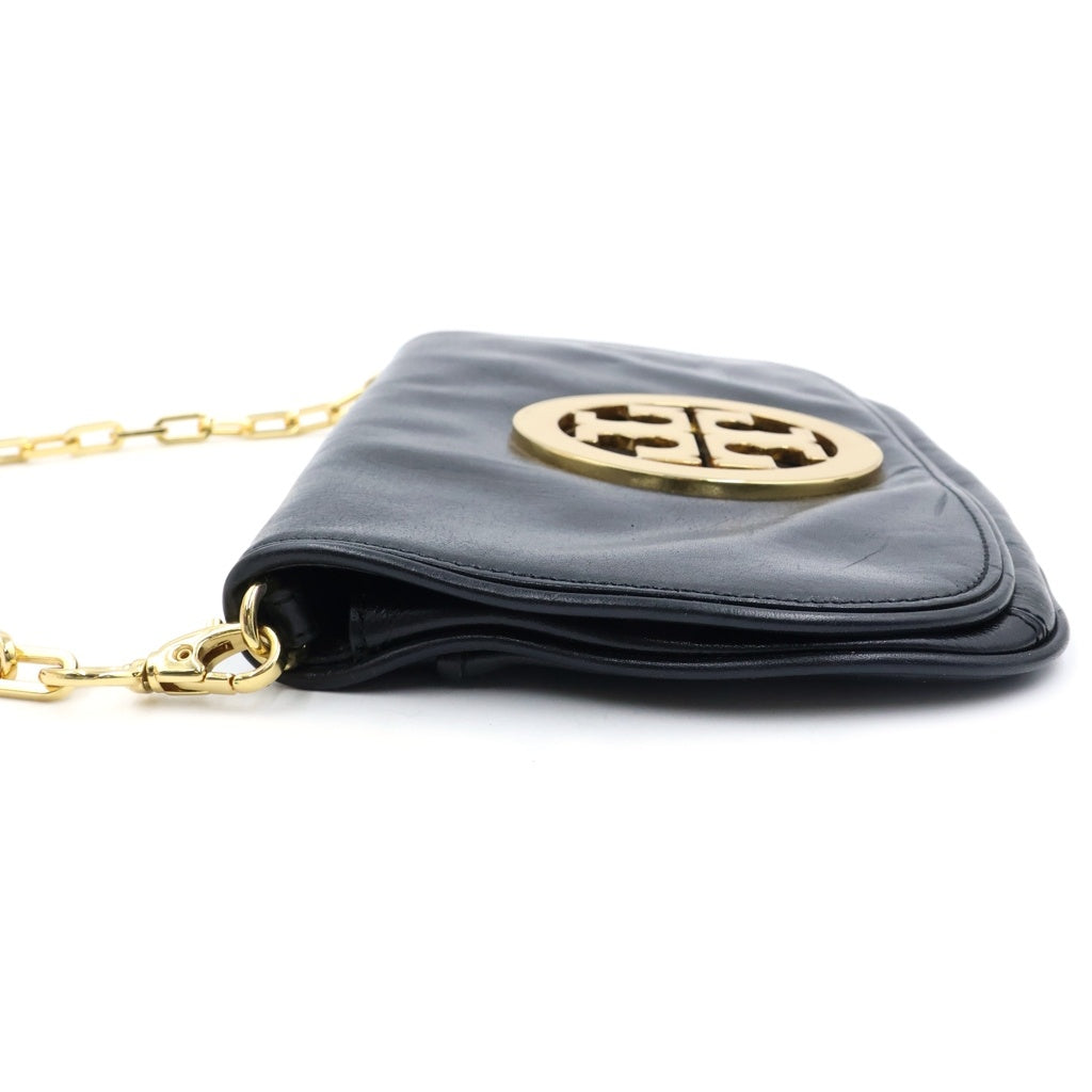 TORY BURCH(トリー バーチ) ロゴ プレート レザー チェーン ショルダー バッグ ブラック レディース