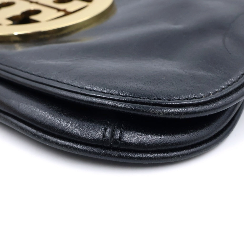 TORY BURCH(トリー バーチ) ロゴ プレート レザー チェーン ショルダー バッグ ブラック レディース