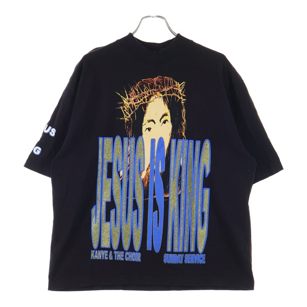 AWGE(エーダブリュージーイー) ×Kanye West Jesus is King ラメグラフィック プリント 半袖 Tシャツ カットソー ブラック