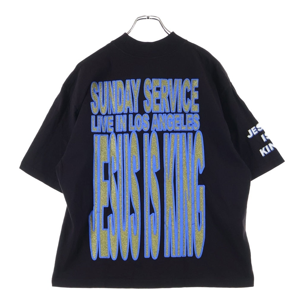 AWGE(エーダブリュージーイー) ×Kanye West Jesus is King ラメグラフィック プリント 半袖 Tシャツ カットソー ブラック