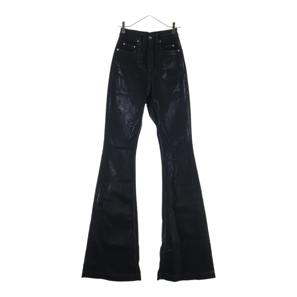 Rick Owens DRKSHDW(リックオウエンス ダークシャドウ) BOLAN BOOTCUT ボランブーツカット コーティング パンツ ブラック レディース DS01C6311-SBF
