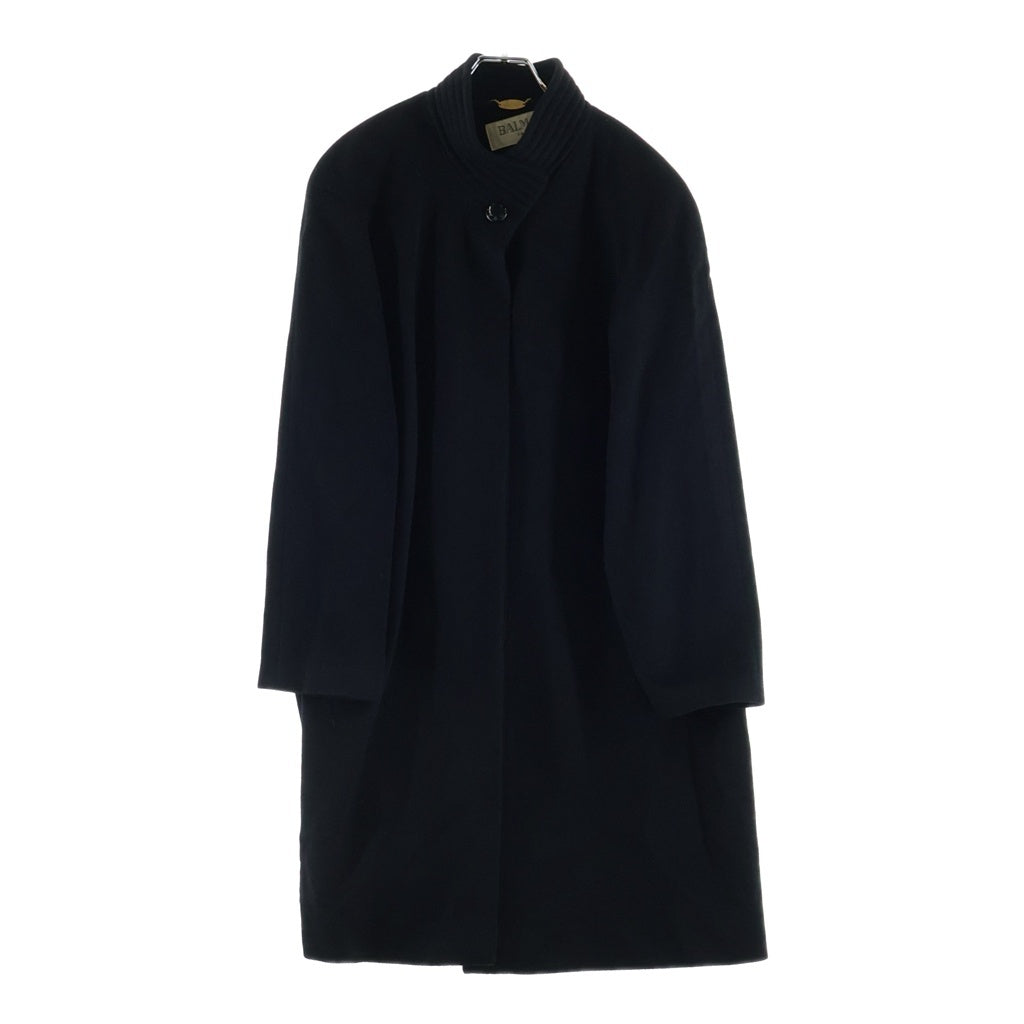 BALMAIN(バルマン) ファーパイピング カシミヤ ロングコート ブラック J-GF-0103