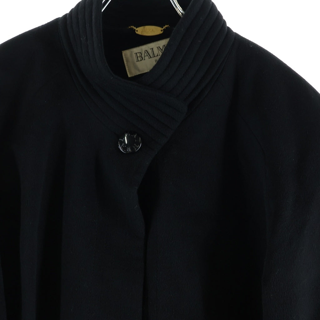 BALMAIN(バルマン) ファーパイピング カシミヤ ロングコート ブラック J-GF-0103