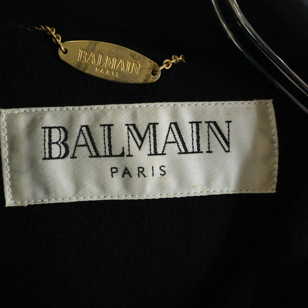 BALMAIN(バルマン) ファーパイピング カシミヤ ロングコート ブラック J-GF-0103