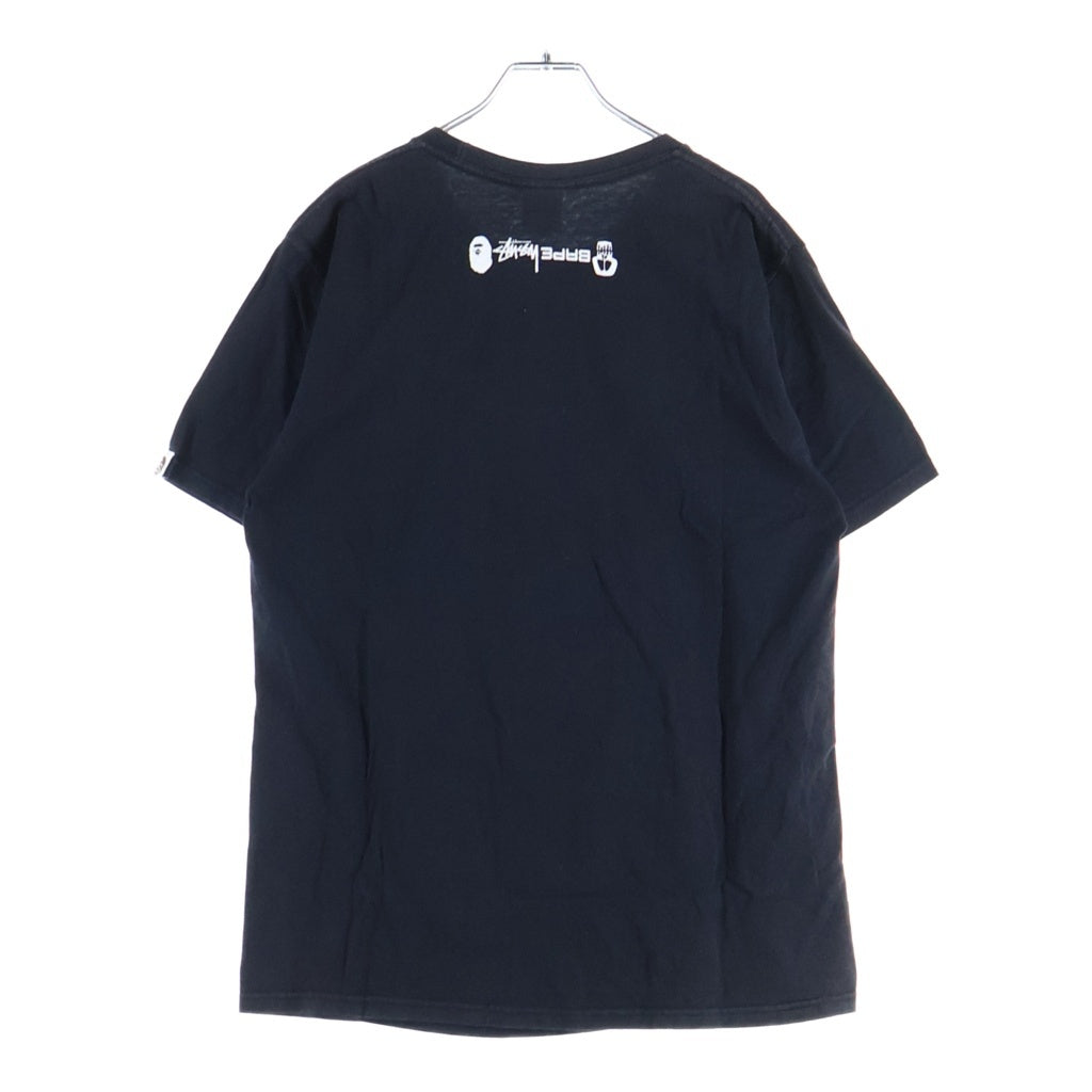 STUSSY(ステューシー) ×A Bathing Ape Sharkman Tee ×アベイジングエイプ シャークマン プリント半袖Tシャツ ブラック