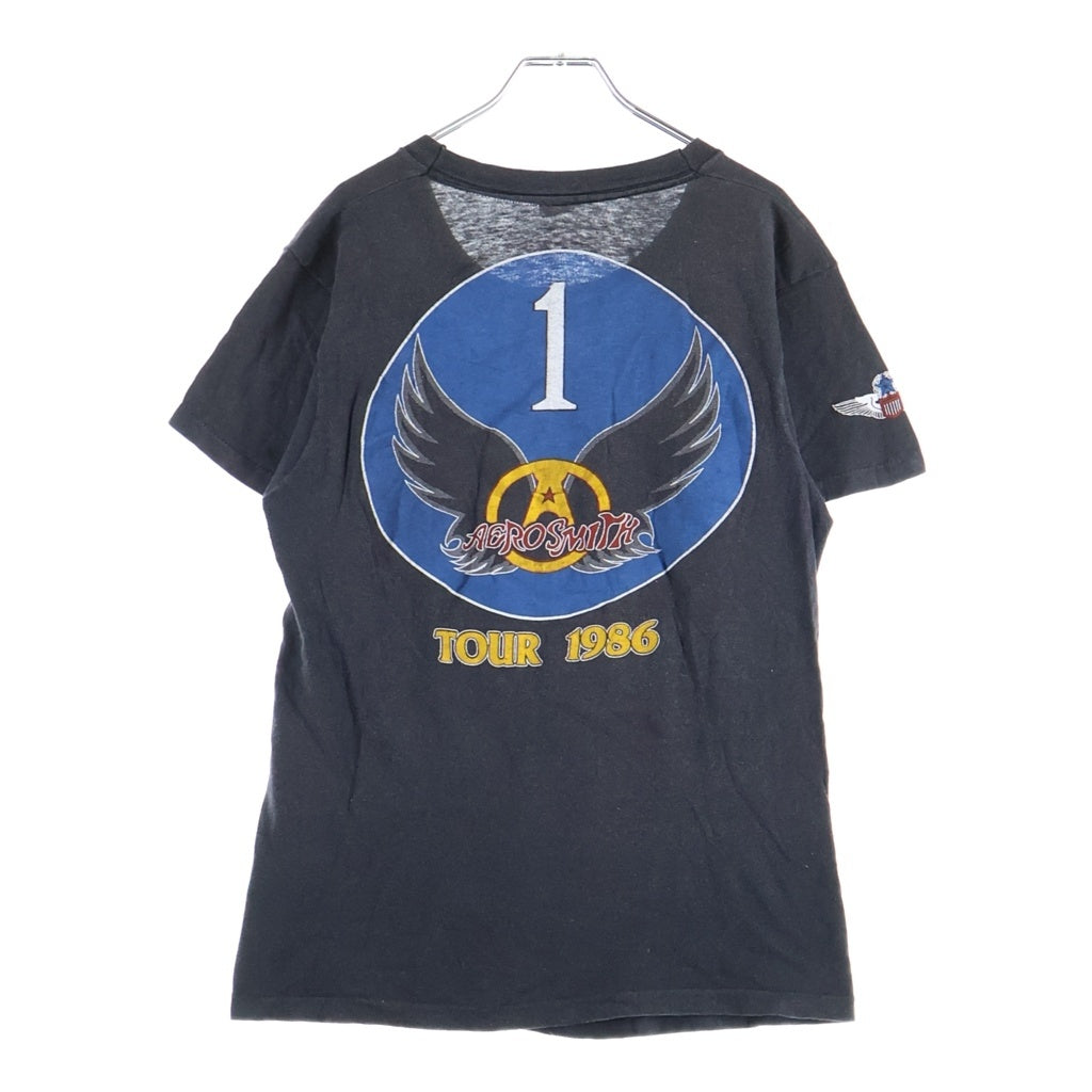 VINTAGE(ヴィンテージ) 80S AEROSMITH 1986 TOUR エアロスミス ツアー 半袖カットソー Tシャツ ブラック