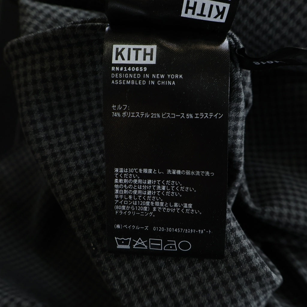 KITH(キス) 23SS Pinstripe Woodpoint Shooting Shirt ピンストライプ ウッドポイント シューティング 半袖 シャツ ブラック KHM031018